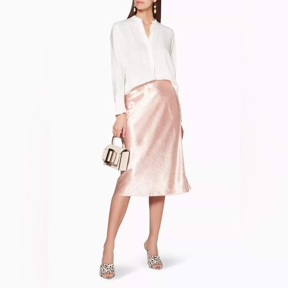 Vince Dot Silk Jacquard Popover Off White Banded Collar Blouse Sz XS - Picture 16 of 16